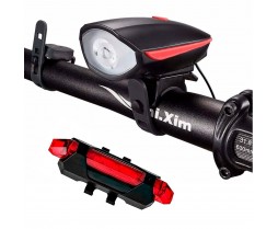 Kit Farol Bike Recarregável Usb Iluminação Noturna Buzina + Vista Light USB